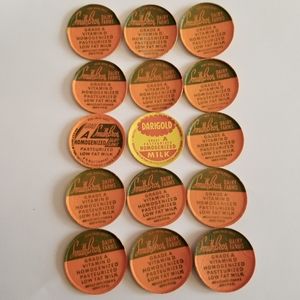 15 vintage milk caps Smith Brothers Dairy dairy Darigold orange green yellow